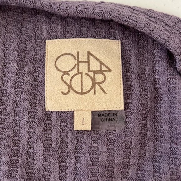 Chaser Dark Lavender Waffle Knit Long Sleeve Top Sz L - Picture 2 of 6